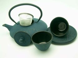 Teiera in ghisa di bambù blu