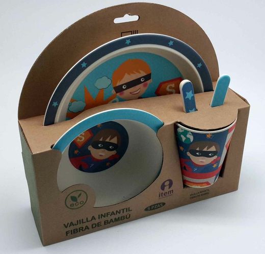 Vajilla infantil de bambú